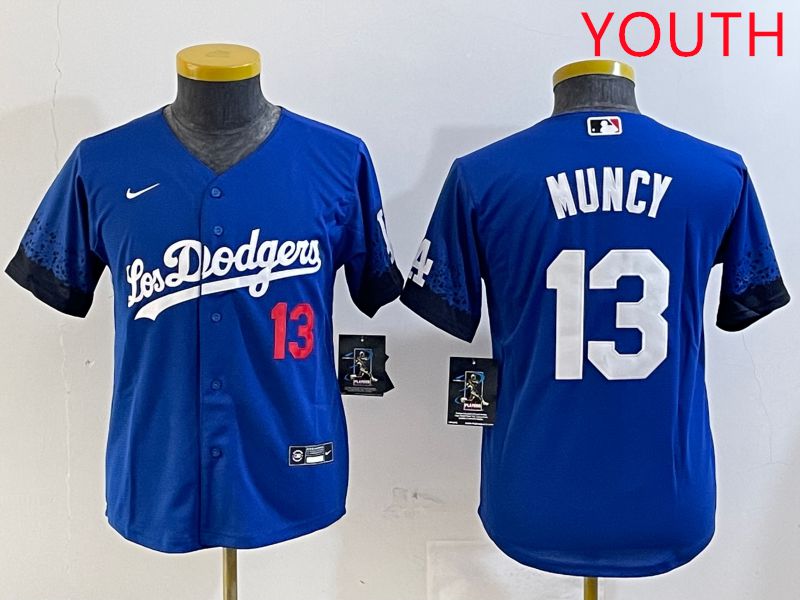 Youth Los Angeles Dodgers 13 Muncy Blue City Edition 2025 Nike MLB Jersey style 1